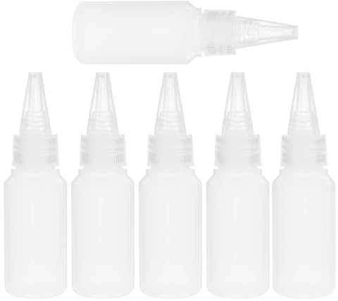 DOITOOL 6pcs 30ml Mini Plastic Squeeze Bottles with Cap Glue Applicator Bottles for Crafts Paint and Liquid Storage