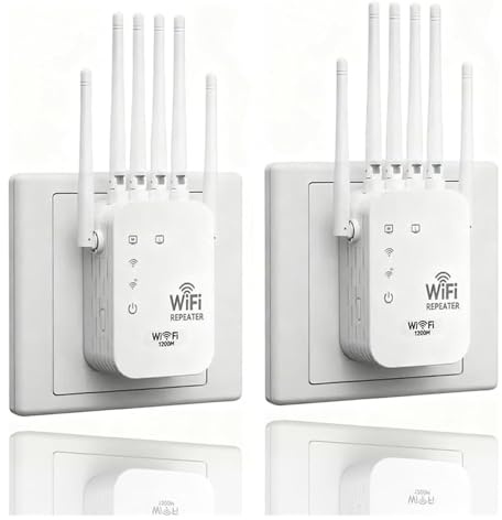 Antenna WiFi Extender 6, amplificatore e booster WiFi for esterni a lungo raggio, ripetitore wireless con porta Ethernet for PC, copertura esterna, portata di rete migliorata(2PCS)