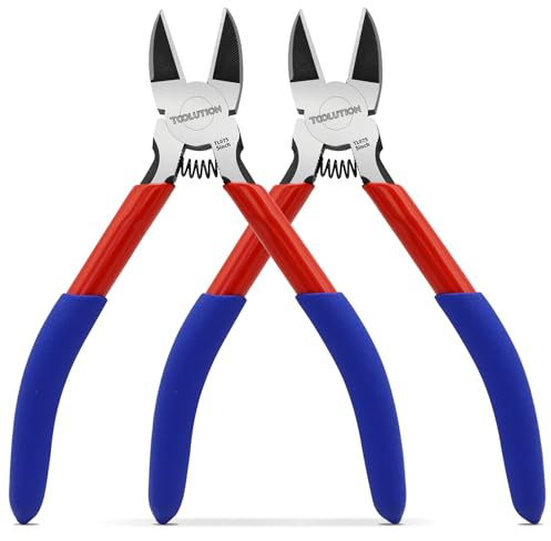 TOOLUTION Alicates de Corte Diagonal, 5 Pulgadas (13 cm), 2 Pack | Cortador lateral con resorte, corte al ras, para manualidades, joyería y flores artificiales
