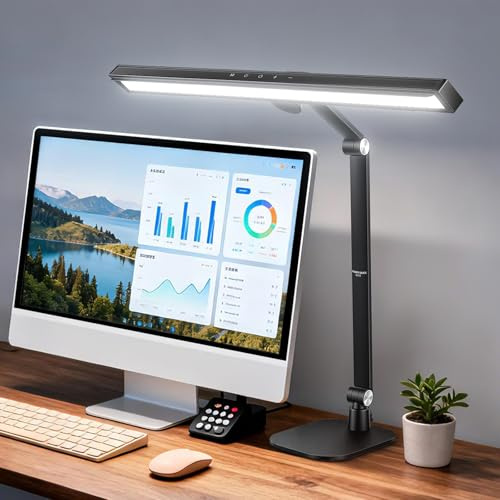 NEEWRE Basics 18'' Lampe de Bureau avec Socle pour Bureau à Domicile,Barre Lumineuse LED 18W à Intensité Variable,Bicolore,Douce,pour l'éclairage d'écran,1340lux à 0,5m,Commande Tactile,CRI 95+,DL03