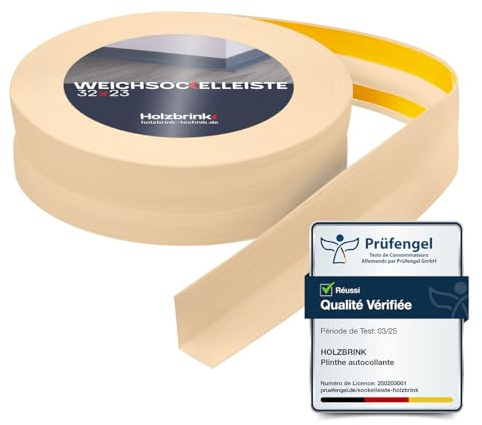 HOLZBRINK Weichsockelleiste selbstklebend PVC 32x23mm, 10 m | Küchenleiste Arbeitsplatte | Abschlussleiste selbstklebend für Badezimmer | Farbe: Kiefer