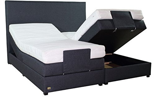 PAARA Boxspringbett mit Bettkasten Kopfverstellung Antirutsch-Matten Taschenfederkern Matratze Kaltschaum Topper Komplettset 90 x 200 cm - Jedes Bett EIN Unikat - Made in Germany