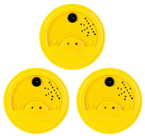 Talking Products, Amarillo Talking Tins Grabadoras de Voz, Grabación de 20 Segundos, Paquete de 3. Ideal para Vida Independiente y Actividades de Habla y Escucha