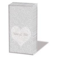 Ambiente Taschentücher You & ME Champagne 6 x 10 Taschentücher Motiv: Aufschrift You & me für Hochzeit