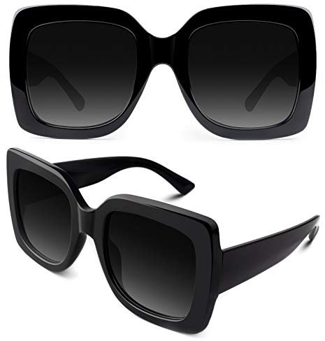 GQUEEN Occhiali da Sole da Donna Quadrata Vintage Retrò Grandi Moda Classici Occhiali Protezione UV400