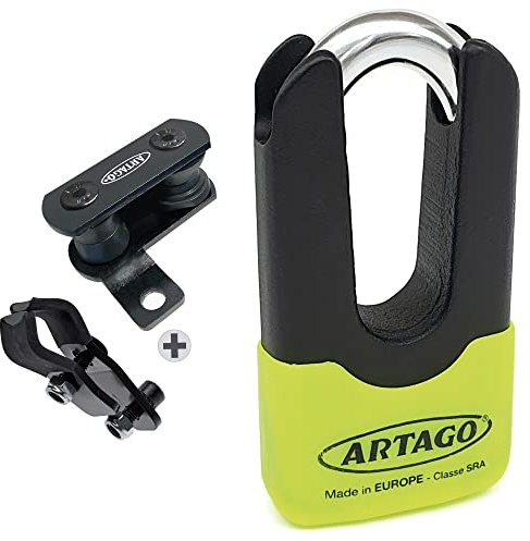 Artago 69X4 Pack Candado Antirrobo Disco Alta Seguridad + Soporte para Honda CRF 1000L Africa Twin, Homologado Sra, Sold Secure Gold, ART4