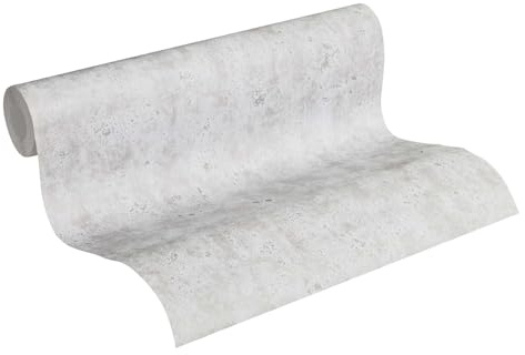 A.S. Création Flavour Vliestapete 10,05 m x 0,53 m in strukturierter Betonoptik - Grau - einfarbige Tapete im Industrial Design Made in Germany - 366001