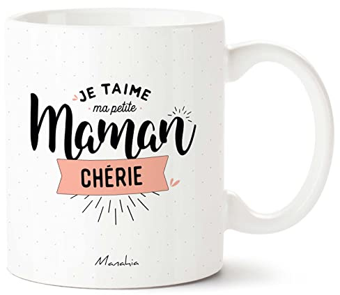Manahia - Mug Petite Maman Chérie - Cadeau Fête des Mères Original | Je t'aime ma petite maman chérie - Tasse bonne fête maman - Anniversaire & Noël - Boîte cadeau kraft - Imprimée en France