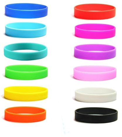 Carykon 12 Stück Blanko Silikon-Armbänder für Erwachsene, modisch, Party, Sport, Zubehör, 12 Stück