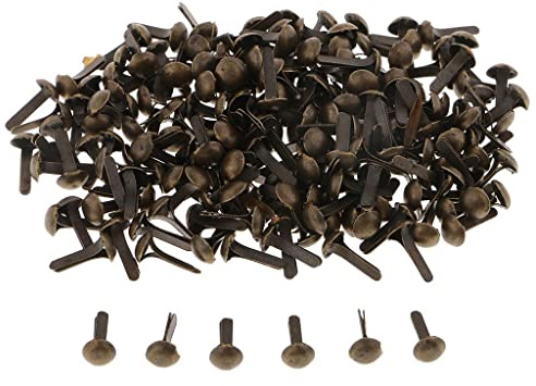 Hellery 200 Stücke Mini Brads Musterbeutelklammern Rundkopf Verschlussklammern, Bronze, 4,5 mm