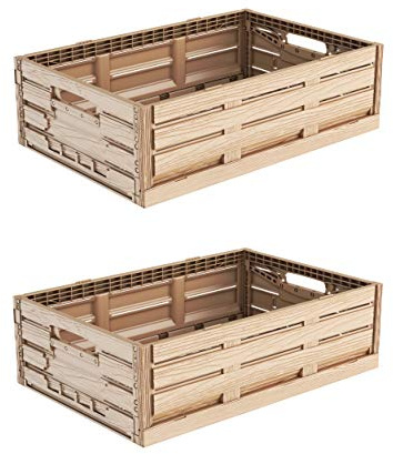kistenkind 2x Faltbox im Holzdesign 60x40x16 * Klappbox für Obst, Gemüse * Obstkiste Gemüsekiste Holz Optik