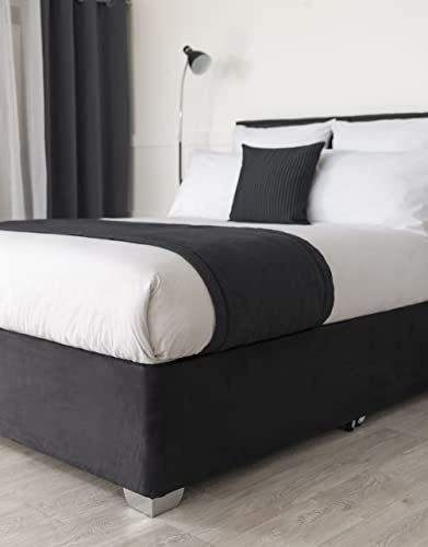 Belledorm Bettvolant mit Volant, extra tief, 48,3 cm, verwandelt ein trab aussehendes Bettgestell, luxuriöses Velourslederimitat (schwarz, Einzelbett)