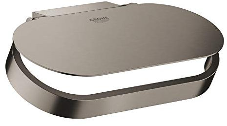 GROHE Wandrollenhalter mit Deckel mit Starlight-Finish, Kratzfest, 15 x 8 x 5 cm, Farbe Graphit gebürstet (Referenz: 41069AL0)