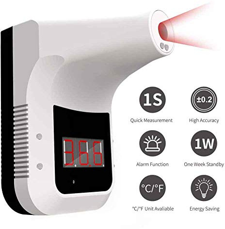 XFY sans Contact Thermomètre Infrarouge, Pistolet de Température Corporelle Mural - Alarme de Fièvre de Test Rapide + LCD - Thermomètre Numérique pour Le Corps Humain