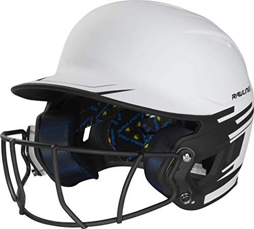 Rawlings Mach Ice Fastpitch Softball - Casco da battuta con protezione per il viso, colore: Bianco/Nero