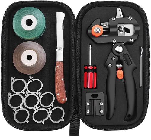 Garten Pfropfen Werkzeug, Multifunktionale Rebschnitt Schere Kit, V-Graft/U-Graft/Omega-Graft Sämling für Obst Baum Pfropfen Set, einschließlich Pfropfen Bänder, Pfropfen Messer & Ersatz Klingen