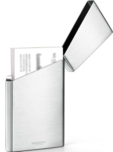 YHRJ Visitenkartenetui Ultradünner Visitenkartenhalter aus Edelstahl, Tragbare Kartenaufbewahrungsbox für den High-End-Empfang, Kann ungefähr 25 speichern (Color : A, Size : 10 * 6 * 1.2cm)