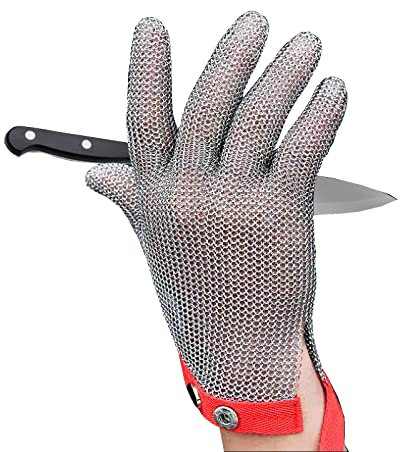 Gant Anti Coupure Gants résistants à la Coupure de Maille Robustes, Gants de Travail Confortables et résistants à l'usure antidérapants, adaptés à la Cuisine/à L'Aventure extérieure/à l'abattoir