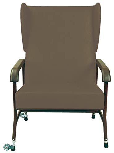 High Back Bariatric Lounge Chair - Height Adjusable - Transfer Wheels - Brown Vinyl - Ergonomic Padded Arms - 254kg (40 Stone) Weight Limit