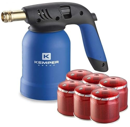 Lampada Per Saldare Tornado Accensione Piezo Con Cartucce Gas 190 Gr. Kit Pronto All'Uso (Saldatore + 6 Cartucce)