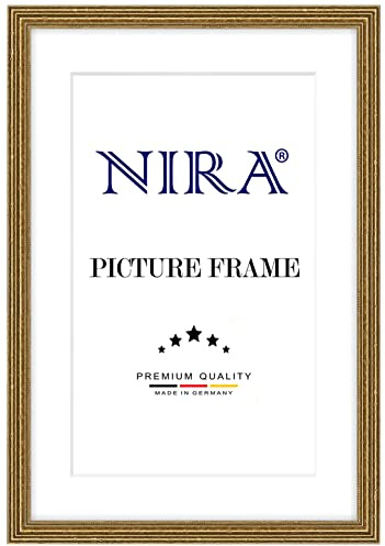 NiRa Massiv Holz Bilderrahmen Barock Antik 59,4 x 84,1 cm DIN A1 in Alt-Gold | Farbe und Größe wählbar | Rahmen für Poster | Puzzle | Foto collage HD089