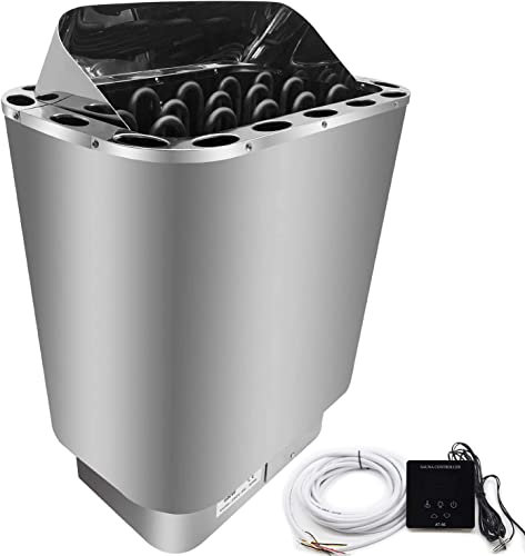 Sauna Steam Premium Saunaofen 3-9KW Trockendampfbad Saunaofen Spa Traditionelle Sauna Lackierte Stahlkonstruktion Wandmontage Mit Ultradünnem Digitalem Touchscreen-Bedienfeld Für Zuhause,6.0KW