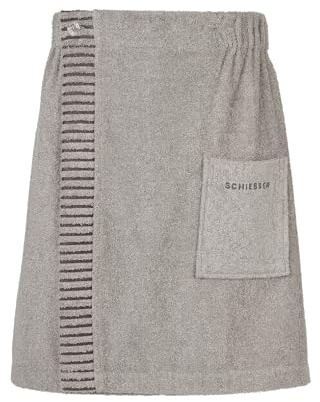 Schiesser Saunakilt Herren | 100% Baumwolle | 46-54 | dreifache Weitenregulierung | Eingrifftasche mit Logostickerei | weich & saugstark | OEKO-TEX® MADE IN GREEN