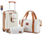 Joyway Koffer Trolley Reisekoffer Koffer, Hartschale Handgepäck Koffer mit Getränkehalter 4 Rollen TSA-Schloss Der Kofferset, Weiß Braun