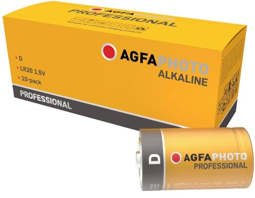 AgfaPhoto Lot de 10 Piles alcalines Professionnelles D Mono