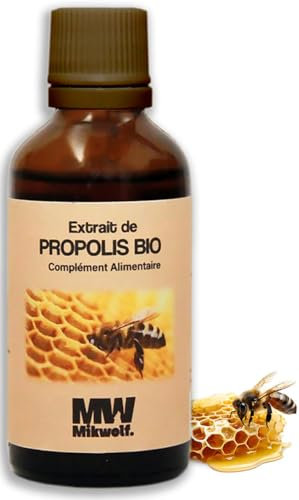 Extrait de Propolis BIO naturelle - XL - Flacon 50 ml - 1600 gouttes - 810 mg 100% pure - Fabriqué en FRANCE - Teinture mère - Gorge & Bouche - Complément alimentaire - Aide vos défenses immunitaires