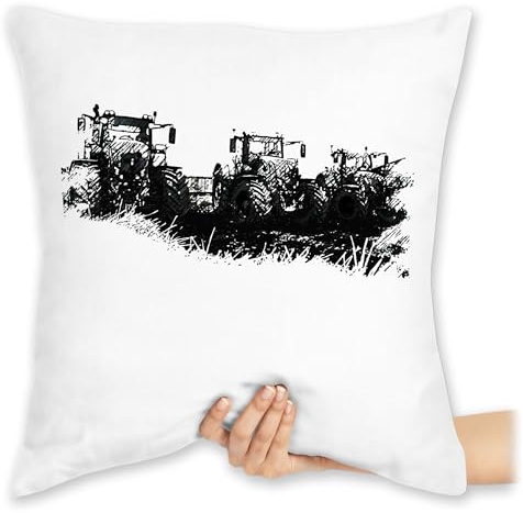 Kissen 40 x 40 cm - Traktoren Wiese - 40 x 40 cm - Weiß - traktor landwirt trecker landwirtschaft dorfkind traktorfan bauern bauer landwirte farmer landwirtschafts traktor, traktorfans traktor.