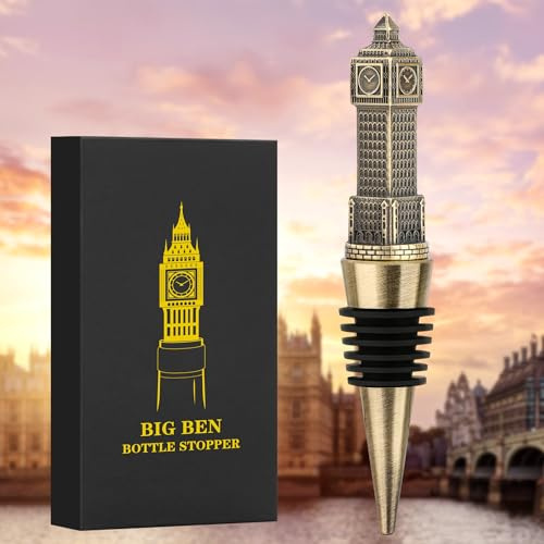 LKKCHER DESIGN London Souvenir Geschenke, Big Ben Weinverschluss, Weingeschenke für Männer Frauen, Flaschenverschlüsse für Wein Champagner, Geburtstagsgeschenke, Weinsparer, Weinzubehör
