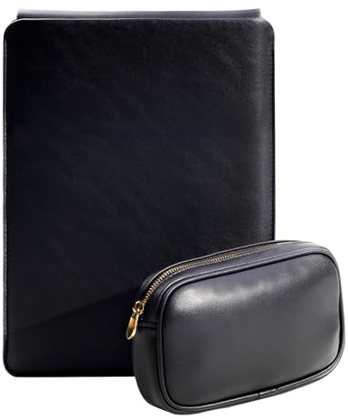 Yesmornsis PU-Leder Gepolsterte Laptoptasche 14 Zoll Kompatibel mit Neuem MacBook Pro 14，Surface Laptop 13.5, Alter MacBook Pro 13 Retina mit Ladetasche Farbe Schwarz