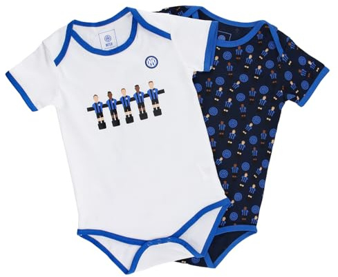 FC Internationazionale Milano S.p.A. Bodysuit set med korta ärmar, nyfödd 18 månader, unisex, 100% bomull, vit, 18 månader