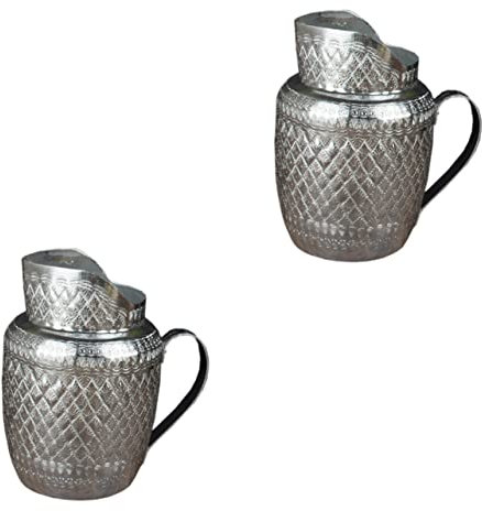 BESTonZON 2 Stück Milchkännchen Weinkrug Metall Kaffeekanne Sirupkrug Metall Wasserflasche Milchkanne Zinnkrug Vase Flaschen Dekorative Kaffeemilchdose Aluminiumlegierung