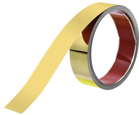 QUARKZMAN Wandleisten Selbstklebend Edelstahl 5m x 4cm Zierleisten Metallisierte Spiegel Wandverkleidung mit Handschuhe für Spiegelrahmenkante Tür Decke Möbel Auto Gold