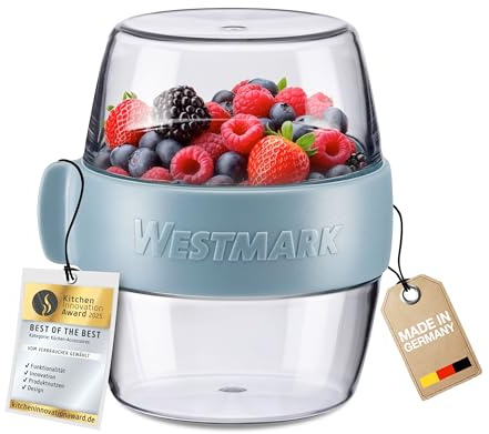 Westmark Pocketbox -Mini-, praktische Meal-Prep-Dose to go, ideal für Joghurt, Obst, Gemüse, Snacks, 400 ml (2 x 200 ml), BPA-frei, Blau
