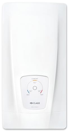 CLAGE 3200-36224 DLX24 Next Chauffe-eau instantané à régulation électronique pour salle de bain/alimentation de groupe, 24 kW 400 V, choix de la température 35, 45 ou 55 °C, économe en énergie,