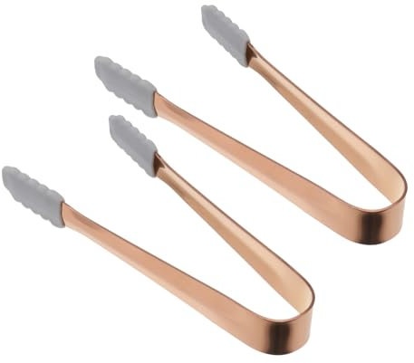 MAGICLULU 2pcs Ice Cube Tongs Stainless Steel Tongs for Bar Home Kitchen Use Sugar Ice Food Serving Tool Non-Slip Grip