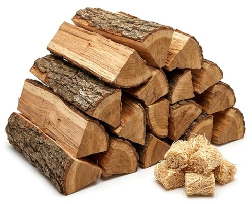 Goppli Mini Pizza Oven Oak Wood for Portable Mini Pizza Ovens - Dried Cooking Wood Miniature Logs - Oak Mini Fire Wood Sticks Great for Grilling, Smoking, BBQ - (10 Firestarters Included)