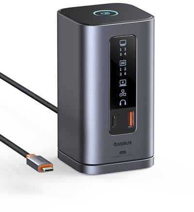Baseus Spacemate Docking Station, 11-in-1 USB-C Dock for Windows Laptop, Triple Display with 4K HDMI & DP, 10Gbps USB-C & USB-A, Ethernet, Audio, 100W PD Charging for Dell HP Lenovo Acer and More