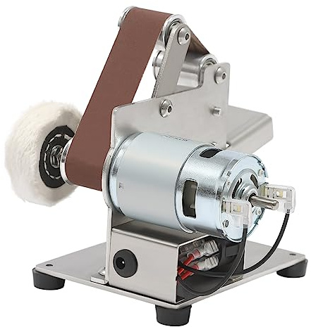 biniliubi - Lijadora de cinta en miniatura para pulidora, pulidora, disco giratorio, lijadora, mesa ajustable, velocidad variable, procesamiento de metales, joyería de vidrio cereámico