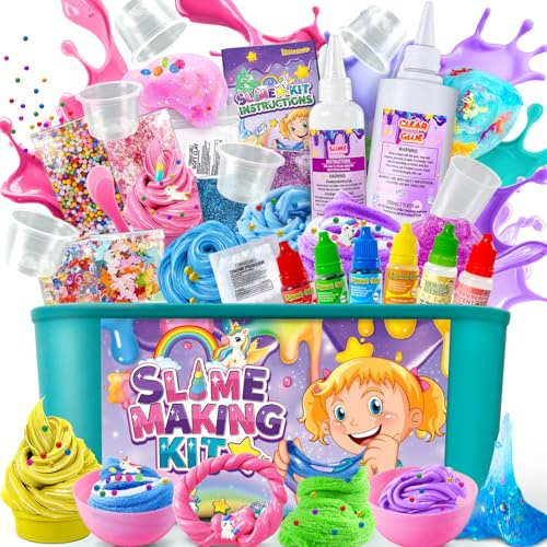 DIY Slime Kit für Mädchen, Butter, Schaum, Wolke Schleim Mit Add-ins | Schaumstoffkugeln, Charms - Slime Party Favors Geschenk Spielzeug für Kinder 6-12