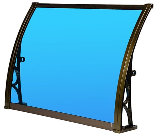 Yclty Tür Vordach Haustür überdachung Haustürvordach UV-Schutz Regenschutz Türvordach Haustürdach Pultvordach aus Polycarbonat und Aluminium Rahmen Regenfest Schnee und UV Schutz(80x250cm/32 x98)