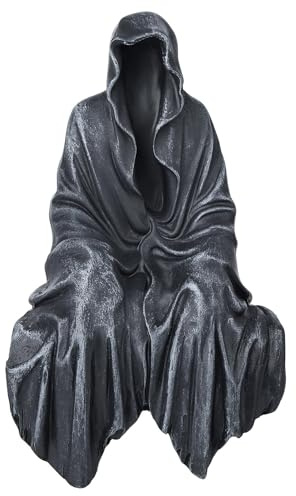JRYGAC Halloween Sensenmann Statue Deko, Gartenfiguren im Freien | Halloween-Dekorationen, mysteriöse schwarze Kleidung Statue für Garten, Esstisch, Bücherregal