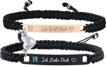 Gamtic Personalisierte Pärchen Armband Partnerarmbänder Geschenke - Edelstahl Armbänder Freundschaft Familie Armbänder mit Gravur für Freund Freundin Sie und Ihn Paare Herren Damen (Ich)