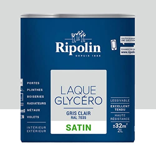 RIPOLIN Laque Glycéro Satin Gris Clair 2 L