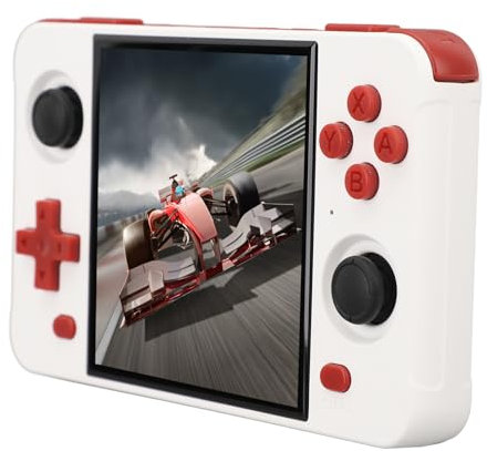 KIMISS Dua Stick Handheld Portable Gaming Console with 4 Inch IPS Screen, Dual Memory Cards, 4000mAh Battery, HD TV Output, 2.4Ghz Wireless Support, and Online Multiplayer (White)