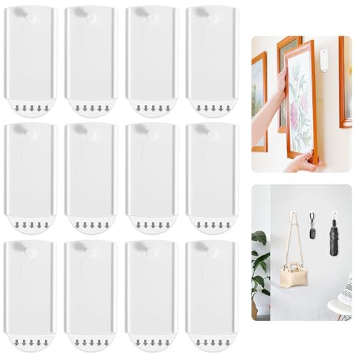 12 Stück Bilderhaken Selbstklebend Klebenagel für Bilderrahmen Klebehaken Bilder Aufhängen Ohne Bohren Bildaufhänger Selbstklebend für Bild Poster Foto Gemälde Regal