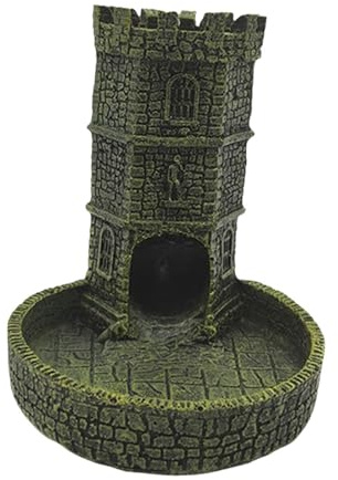 Perfeclan Würfelturm mit Schloss und Tablett, Zubehör zur Aufbewahrung von Brettspielen, zufällig geformtes Würfeltablett aus Kunstharz zur Wandschnitzerei als, Gelbgrün